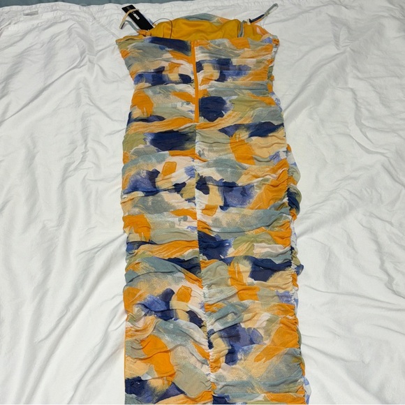 Fashion Nova Yellow and Blue Midi Dress - Picture 5 of 6